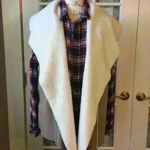 Vegan suede and shearling vest